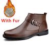 Роскошные ботинки «Челси» в британском стиле, мужские туфли, деловые формальные ботильоны, теплые плюшевые меховые зимние ботинки, обувь из натуральной кожи