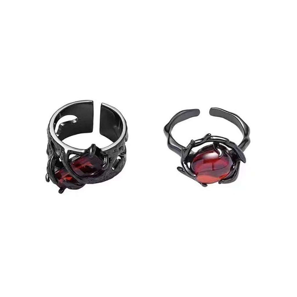 Кольцо из готического кристалла и жидкого металла, необычное, черное, шип, лава, регулируемое, цирконовое, открытое, ювелирное украшение для ценителей моды