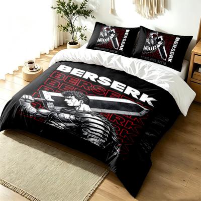 Berserk 3pc Duvet Cover Set Simple Modern Bedding Set Wrinkle Resistant Soft Fabric All Season Use a Perfect Gift