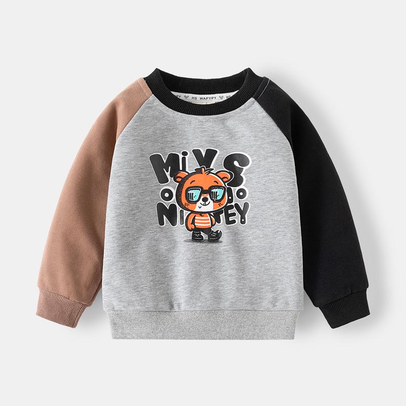 WAPYPY 2025 Boys' Cartoon Sweatshirt and Sweatpants Set - 2-Piece Kids' Outfit