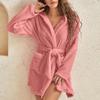 Winter Women Bath Robe Fluffy Plush Pyjamas Ladies Sexy Hooded Dressing Solid Color Gown Warm Bathrobe Female Loungewear