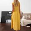 A-Line Dress Elegent Beauty Lady Dress Single-breasted Large Hem Long Dress Solid Color