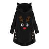 Women Button Coat Christmas Embroidery  Pullover Loose Sweater Blouse Plus Size