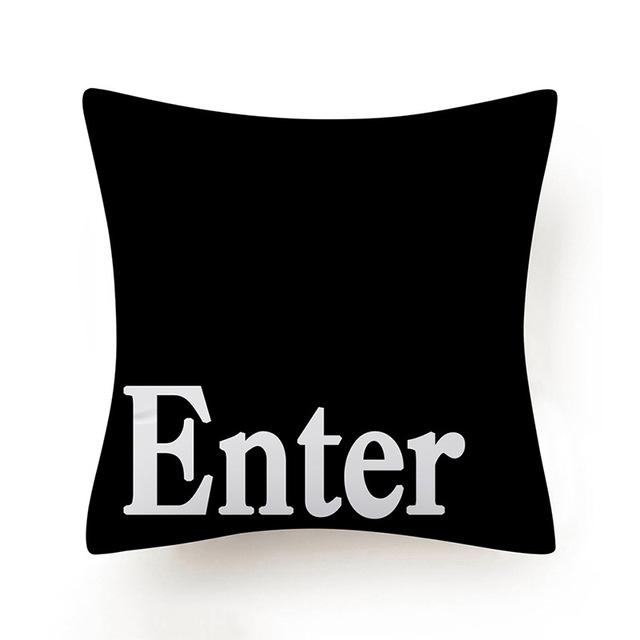Клавиатура Jeanette Alt Del Ctrl с буквенным узором, чехол для подушки из полиэстера, черно-белая декоративная наволочка, домашний декор 45X45 см
