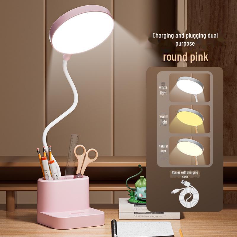Умная светодиодная настольная лампа с защитой глаз, творческой атмосферой, энергосбережением и встроенным держателем для ручек для студентов
