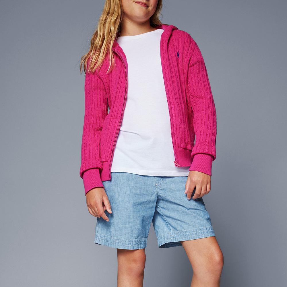 Polo Ralph Lauren Solid Cable Knit Zip-Up Hoodie Детские свитера Magenta 313916533-005