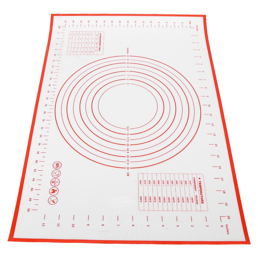 Silicone Baking Mat Reusable Counter Roll Mat Dough Rolling Pastry Mat with Measurement for Pie Crust Pizza CookiesRed
