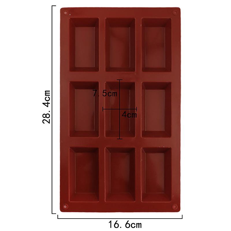 1 шт. 9-гнездная силиконовая форма для торта Financier в форме кирпича, формы для печенья, шоколада, противень для выпечки, кондитерские изделия, десерты, инструменты для выпечки