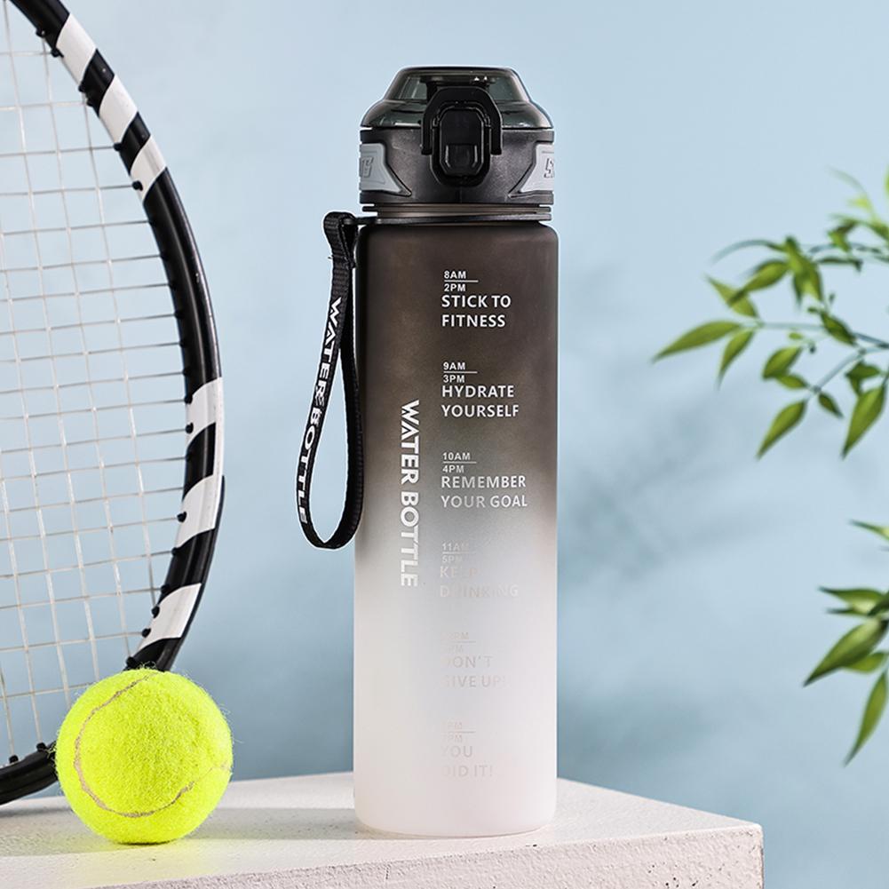 Бутылка для воды градиентной формы большой емкости 1000 мл, питьевая бутылка с трубочкой, 1 литр, герметичная, с маркером времени для фитнеса, спортзала, на открытом воздухе