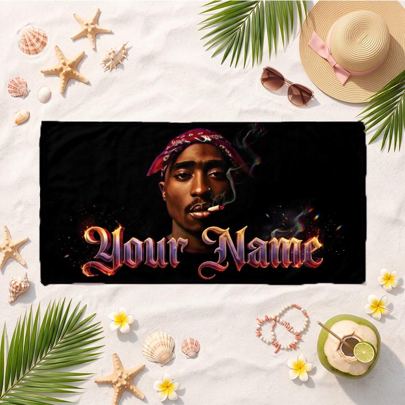 Tupac (14) Custom Name Beach Towel Soft Towel Gift for Beach Pool Swimming Vacation