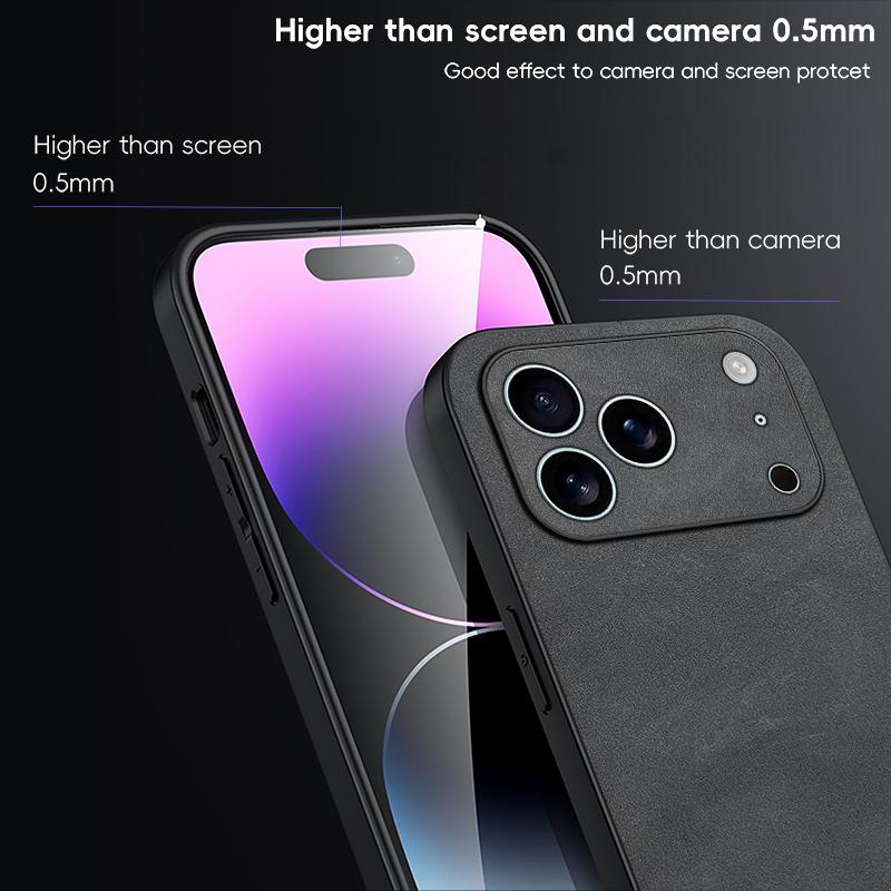 Ретро Бизнес Тонкий Чехол из ПУ Кожи для IPhone 17 Pro Max Air 16 15 14 13 12 Plus Защита Камеры Полная Защита от Падений