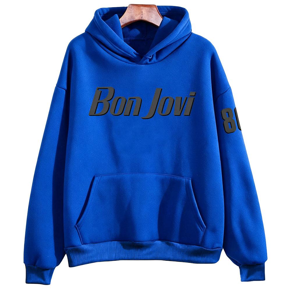 Толстовка Bon Jovi в тонких оттенках Рок Винтажный Принт с Буквами Мерч Свитшот с Капюшоном с Длинным Рукавом Оверсайз Пуловер Мода Уличного Стиля Худи