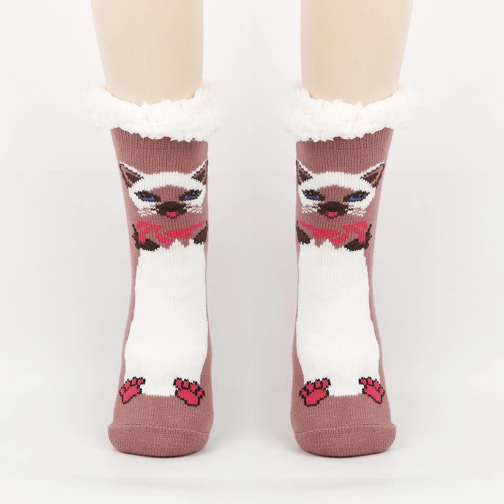 Women's Foot Covering Warm And Velvet Socks Cute Sleep Socks Home Mid Tube Floor Socks