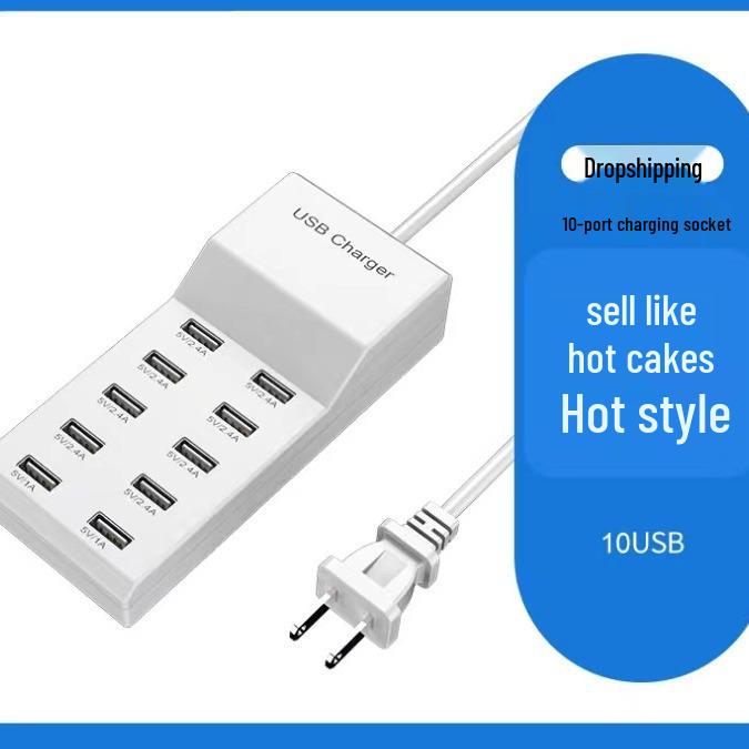 10-портовая USB-удлинитель: Многопортовое умное быстрое зарядное устройство 5 В 2 А Универсальное зарядное устройство для телефона