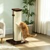 Cat scratching post, sisal and plush scratching post with hanging play ball, sturdy base, dimensions 41 x 41 x 81 cm, brown and cream