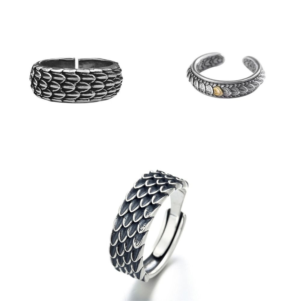 Уникальное регулируемое шикарное панк-серебристое ретро-кольцо из цинкового сплава с открывающимся кольцом в виде чешуи дракона, мужское ювелирное изделие