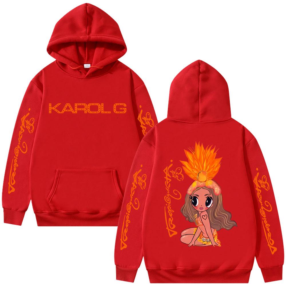 Толстовка Karol G Tropicoqueta для мужчин и женщин, модная толстовка в стиле поп-музыки, унисекс, повседневная, флисовая, свободного кроя, пуловер.