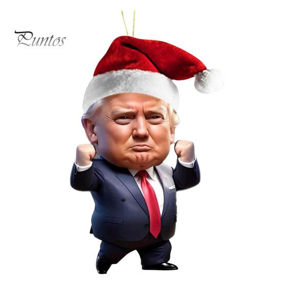 Рождественское украшение Трампа 2D акриловое зеркало заднего вида автомобиля подвеска мультфильм Трамп рождественская елка украшение для двери рюкзака