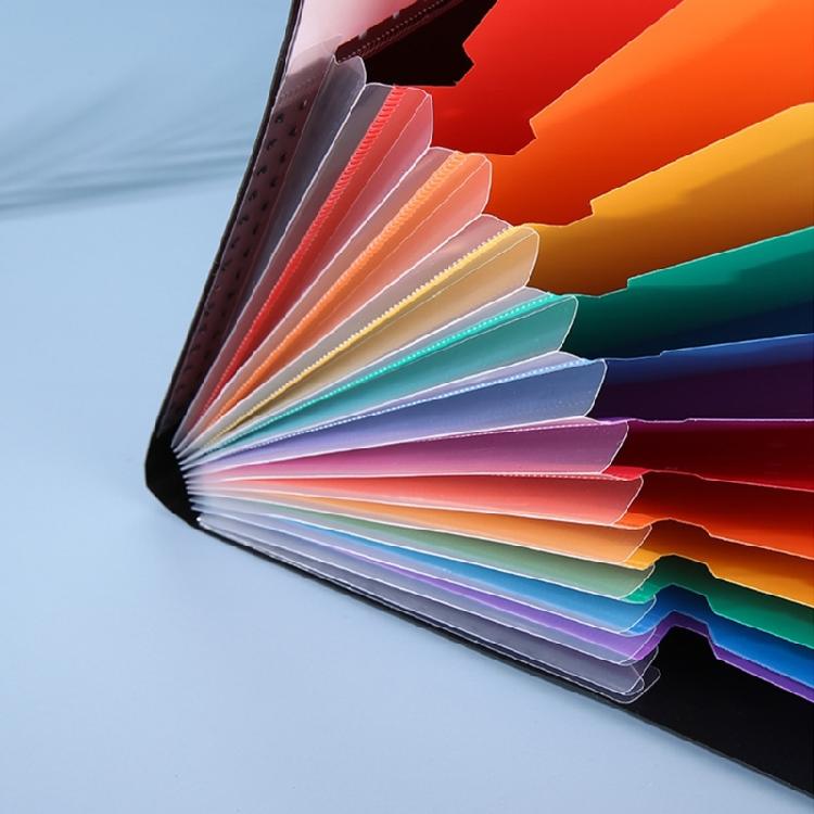 2pcs Portable Expanding Document Organiser Labeled 12 Pocket Waterproof File Folder Elastic Fastening Rope Design