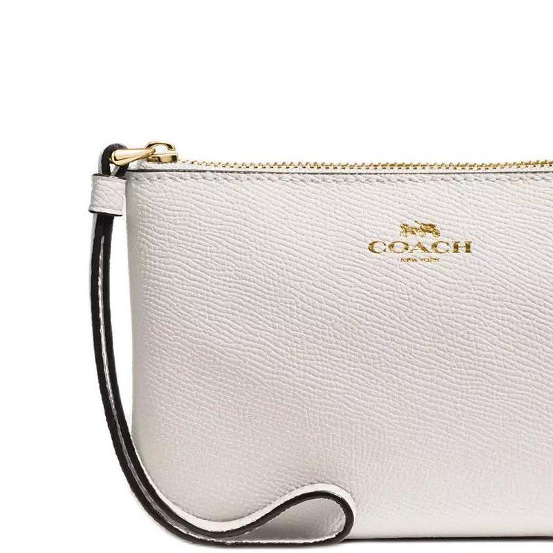 Coach Кожаный кошелек для монет с молнией по углу, Мини-клатч женский Белый 58032-IMCHK