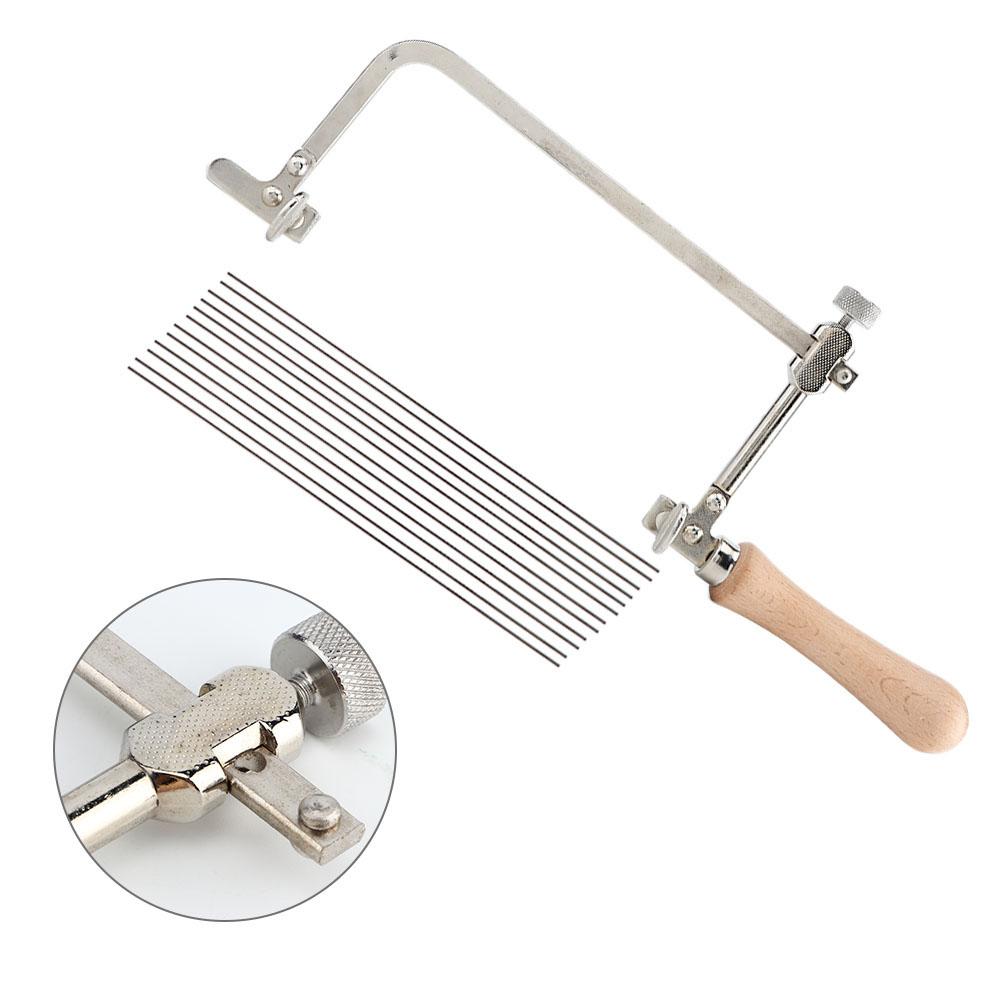 DIY Woodworking Steel Saw Jewelry Tool Making Cutting Wood Handle (Saw Bow+12 Saw Blade)