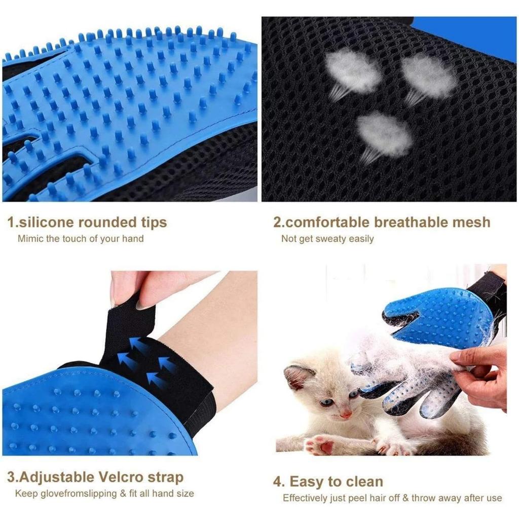 1 пара перчаток для ухода за собаками и кошками, щетка для вычесывания шерсти, перчатки для чистки ванны для животных, массажные расчески для животных