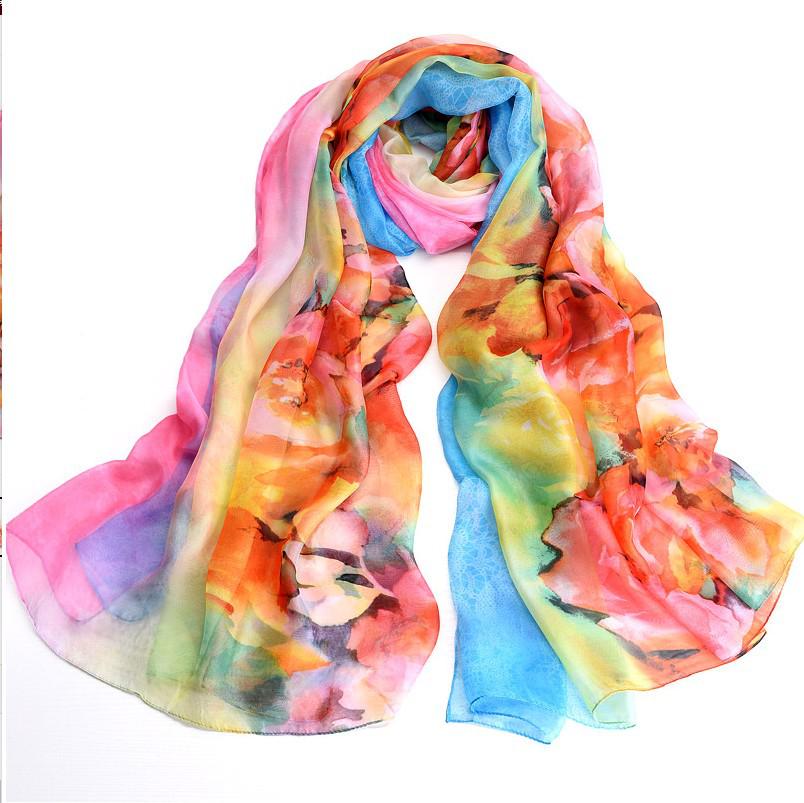 Women's Chiffon Scarf - Lightweight, Printed Sun Protection for Spring, Summer, Fall - Versatile Beach Shawl