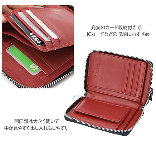 [Register] Men's Bifold Mini Wallet with Box-Shaped Coin Purse and Zipper, Saffiano, Black, Free Size