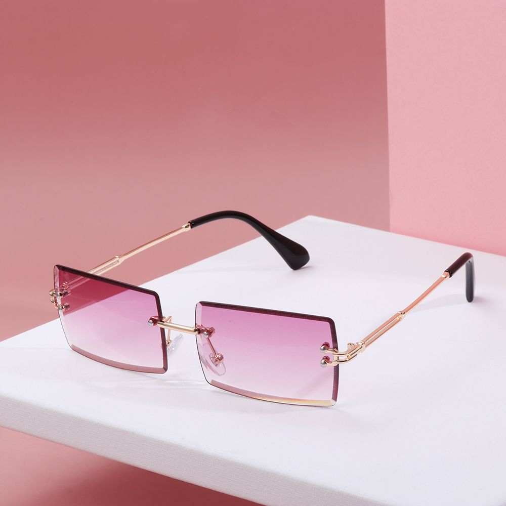 Trendy Rimless Summer Eyewear Rectangle Sun Glasses Square Sunglasses Fashion Sunglasses Shades