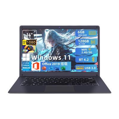 Yijowi Офисный 2019 1920x1080 IPS Windows 11 Тонкий Intel Celeron 6 ГБ 128 ГБ 5G Мини HD USB для Онлайн-работы и Просмотра Видео Ноутбук, 14-дюймовый,