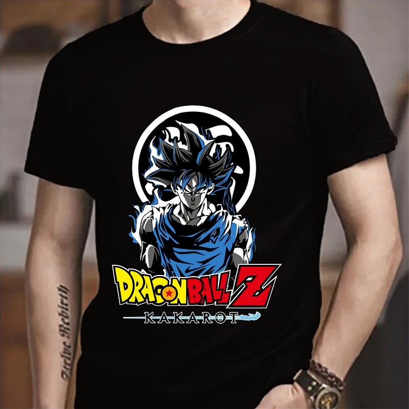 Футболка Dragon Ball Goku Мода для взрослого мужчины Аниме одежда Унисекс Круглый воротник Короткий рукав Мода Черная Хлопковая Футболка Топ Подарок