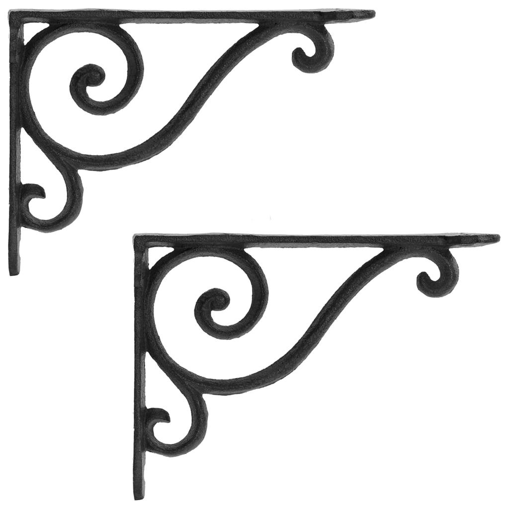 Wall Shelf Brackets 2 pcs Black 12.5 x 17 x 3 cm Steel