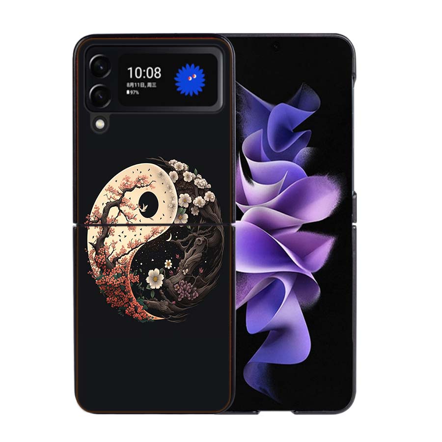 Eight Diagrams Taiji Yin Yang Phone Case For Samsung Z Flip 7 6 5G Galaxy Z Flip4 Z Flip5 Z Flip3 Coque Black Hard PC Shell Prot