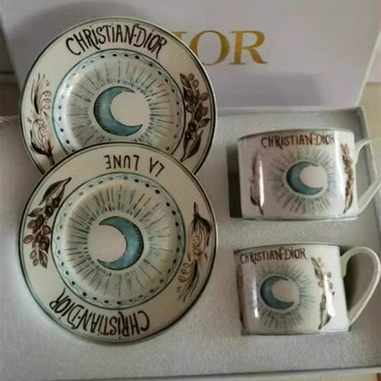 Европейский кофейный набор из костяного фарфора с блюдцами - Элегантный чайный набор на двоих для пар