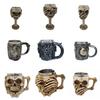 Stainless Steel Mug Halloween Beer Cup Resin 3D Goblet Mug With Skull and Bones Design Coffee Cup Halloween Gift