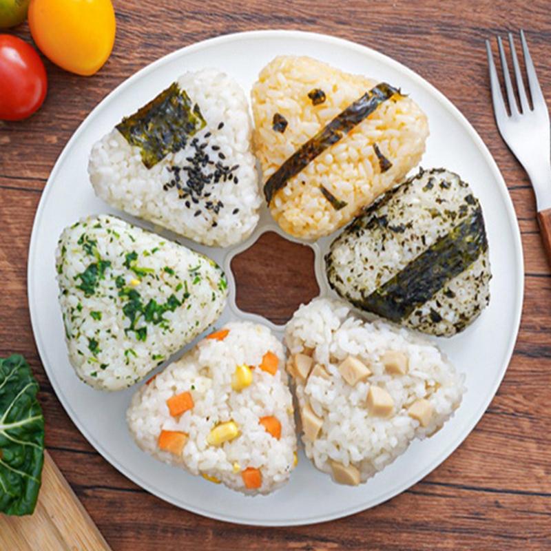 Onigiri Mould 6 Grids Japanese Onigiri Maker Japanese Sushi Making Kit Sushi Mold Plastic Triangle Rice Ball Sushi Making Tool