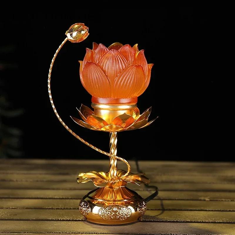 21 см Сплав хрустального стекла Имитация подсвечника для домашнего использования Буддийский зал для молитвы украшение домашнего декора