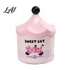 Dorm Room Essentials Desktop Trash Can with Flip-top Lid Macaron Colors Castle Roof Shape Cute Garbage Bin for Desk Decorative Mini Storage