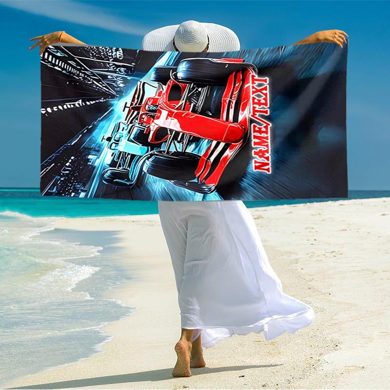 1PC Custom Name Night Track Beach Towel Highly Absorbent And Sand-Resistant Towel for Swimming, Pool, Yoga, And Travel Lightweight