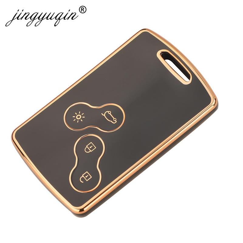 jingyuqin TPU Car Key Case Cover for Renault Duster Captur Clio IV Logan Megane Koleos Scenic Fluence Laguna 4 Button Fob Shell