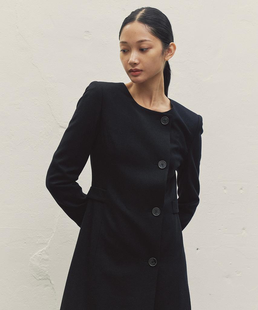 Make A Toast Cutout Round Neck Jacket Dress Black Mbdfop001Bk