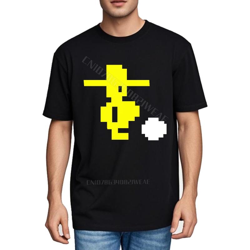 T Shirt Unisex Breathable Short Sleeve Shirt Yellow Pixelated Duck And Egg Travel Workout Tshirt Hiphop Crew Neck Tshirt ONeck