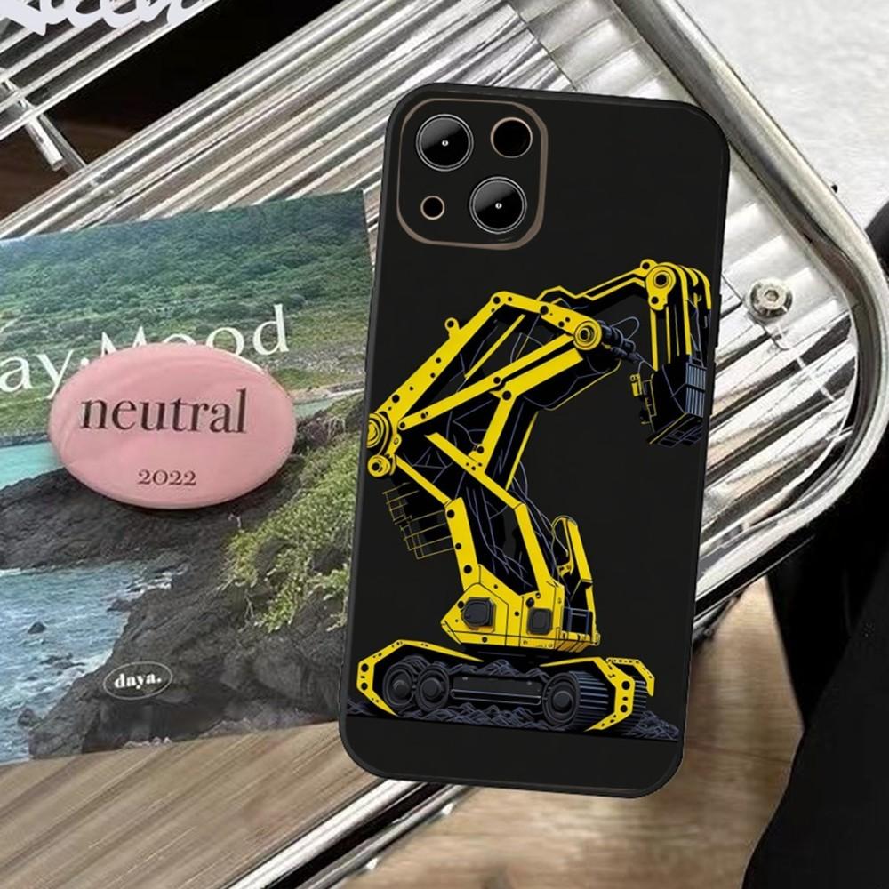 Excavator Car Phone Case Phone Case For Apple iPhone 15,14,13,12,11,XS,XR,X,8,7,Pro,Max,Plus,mini Silicone Black Cover