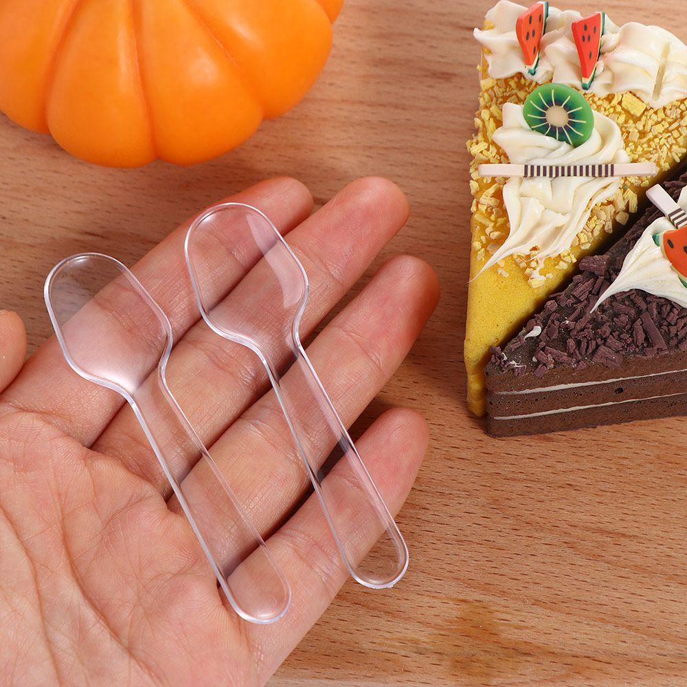 100pcs Transparent Disposable Flatware Spoons Plastic Disposable Clear Plastic Spoons Jelly Pudding