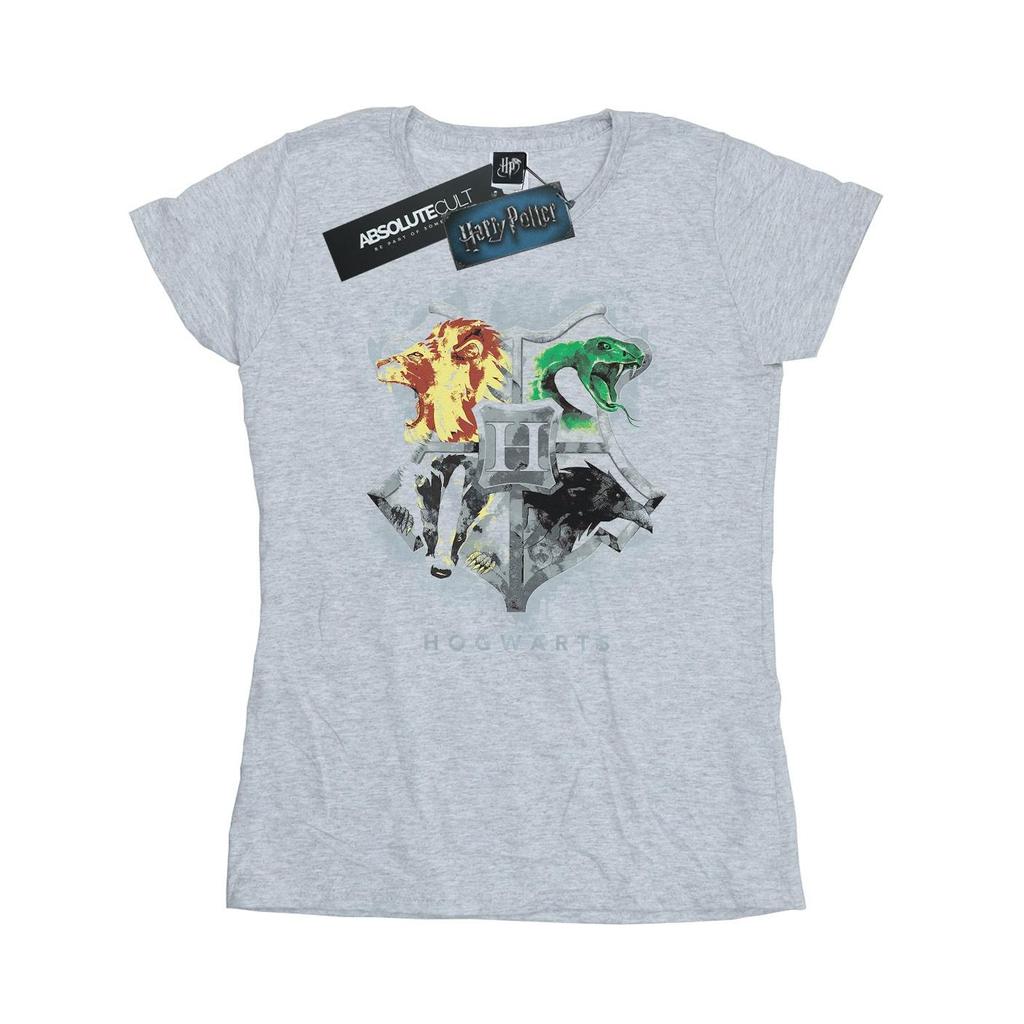 Harry Potter Womens/Ladies Hogwarts Painted Crest Cotton T-Shirt