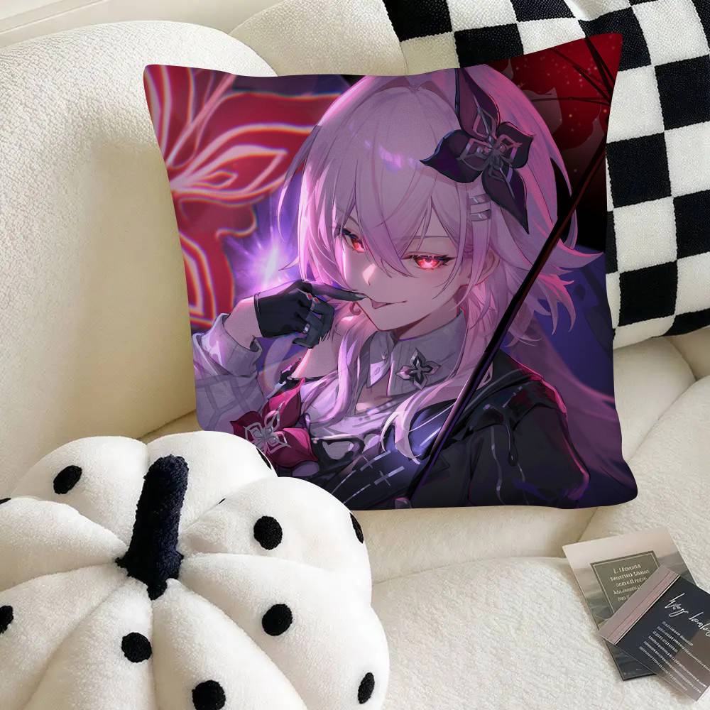 Evernight Милая девушка Чехол для подушки Honkai Star Rail Квадратная подушка Спальня Диван Досуг Комфортная подушка Автомобиль Украшение для дома