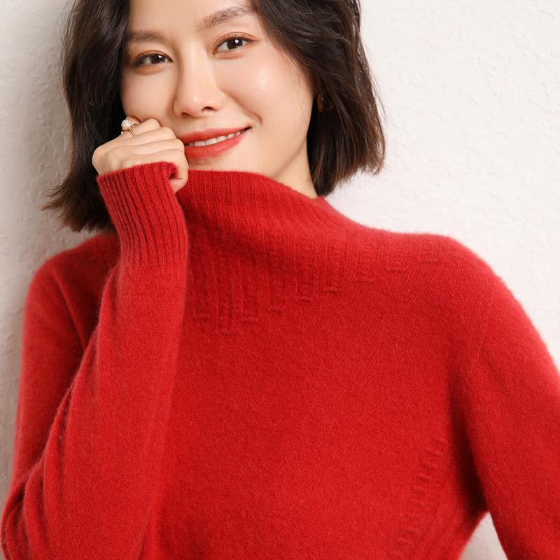Готовый к носке Кардиган с полуворотником для женщин Осенью и Зимой Новая Кашемировая Вязаная Базовая Рубашка Модный Универсальный Пуловер Свитер