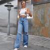 Женские модные брюки с высокой талией и широкими штанинами, повседневные джинсы