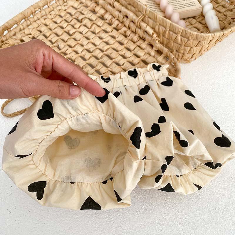 Весенне-летняя рубашка на подтяжках с милым бантом для девочек и шортами, детская хлопковая одежда из 2 предметов, повседневные топы для малышей, костюм