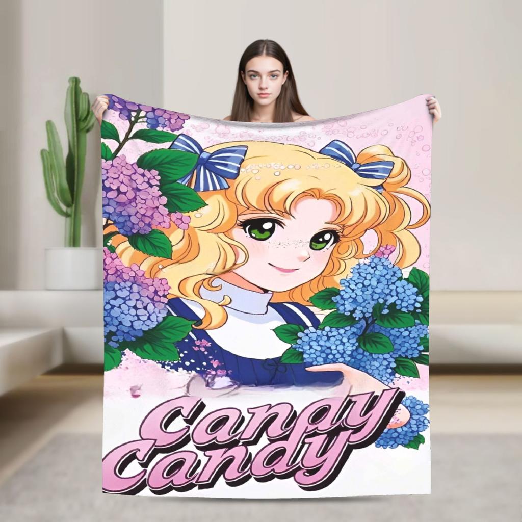 Candy Candy Anime Cartoon Fuzzy Blanket  Awesome Throw Blankets for Home 150*125cm Bedspread